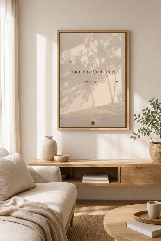 Affiche encadrée A3 — "Là où on s'aime, il ne fait jamais nuit" — proverbe africain