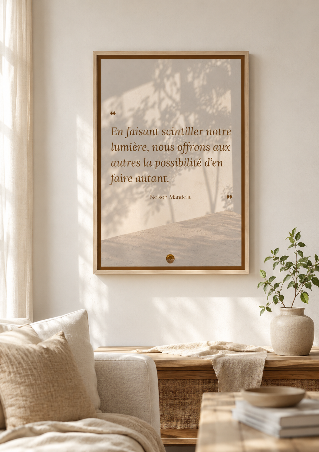 Affiche encadrée A3 — "En faisant scintiller notre lumière, nous offrons aux autres la possibilité d'en faire autant" — Nelson Mandela