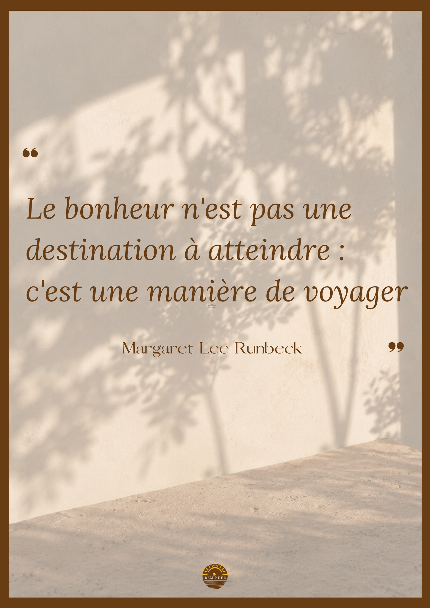 Affiche "Le bonheur n'est pas une destination à atteindre, c'est une manière de voyager"