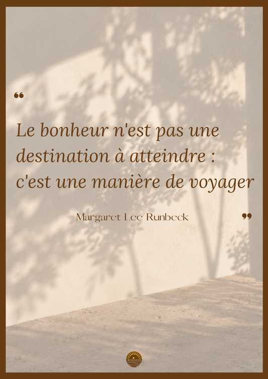 Affiche "Le bonheur n'est pas une destination à atteindre, c'est une manière de voyager"