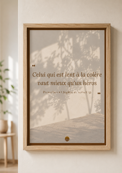 Affiche "Celui qui est lent à la colère vaut mieux qu'un héros"