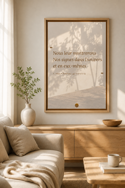 Affiche "Nous leur montrerons Nos signes dans l'univers et en eux-mêmes"