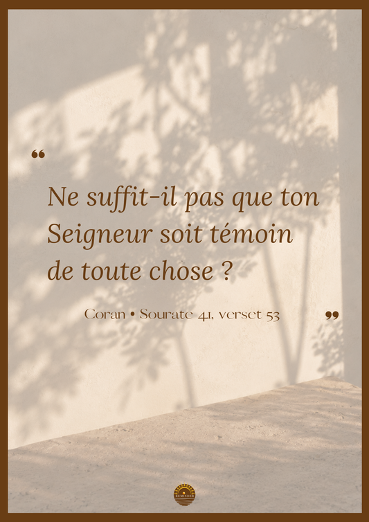 Affiche "Ne suffit-il pas que ton Seigneur soit témoin de toute chose"