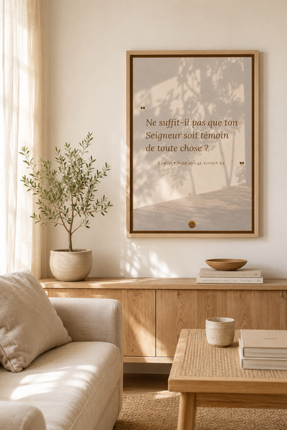 Affiche encadrée A3 — "Ne suffit-il pas que ton Seigneur soit témoin de toute chose ?" — Coran, Sourate 41, verset 53